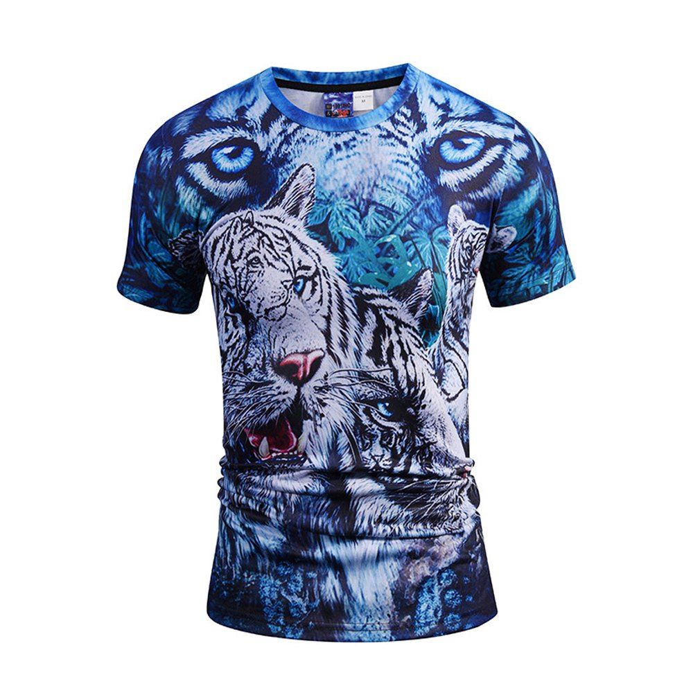 

White Lion 3D Print T-Shirt, Multi-a