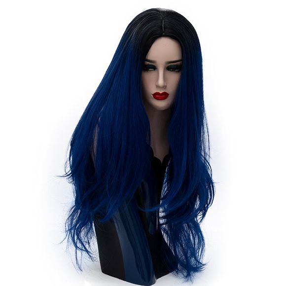 Cheveux Longs bouclés de perruque de Bob de mode pour des femmes noires à bleu résistant à la chaleur 29 pouces - Bleu Terre 