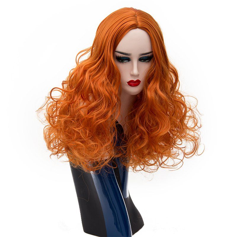 

Long Curly Wig for Women Orange Hair Heat Resistant Cosplay 22 inch, Sunrise orange