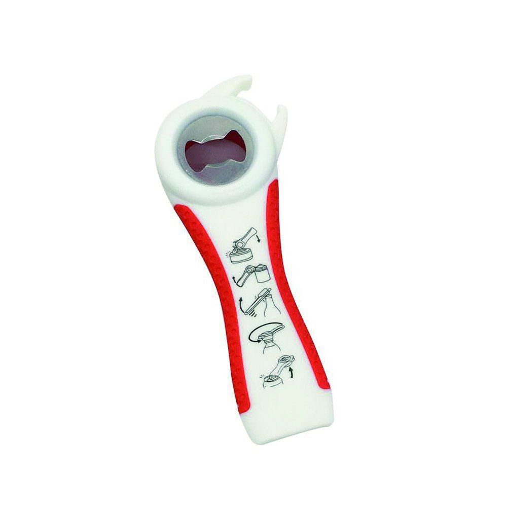 

Multifunctional Plastic Five-In-One Open Can Opener, Red