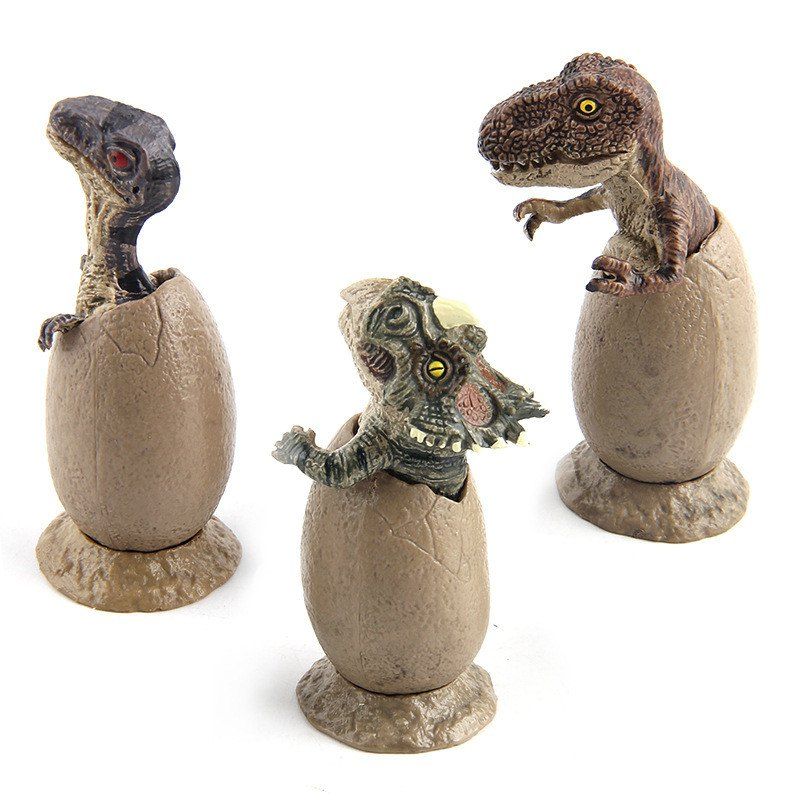 

Dinosaur Handmade Model Half Hatched Dinosaur Egg Model with Pedestal 3PCS, Gray