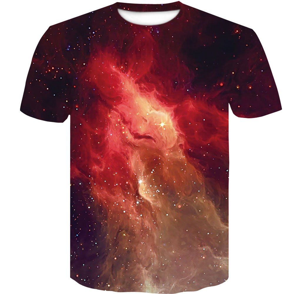 

Men's Digital Stamp 3D Star T-Shirt, Red