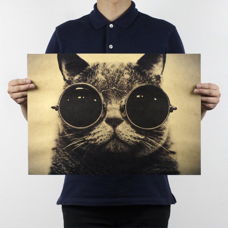 

Retro Poster Handsome Cool Cat Wall Sticker, Multi