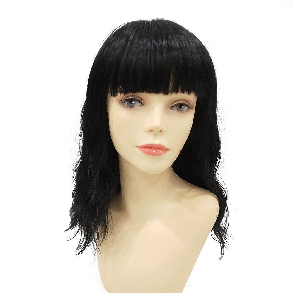 

Natural Wavy of Woman with Synthetic Fiber Wig, Natural black