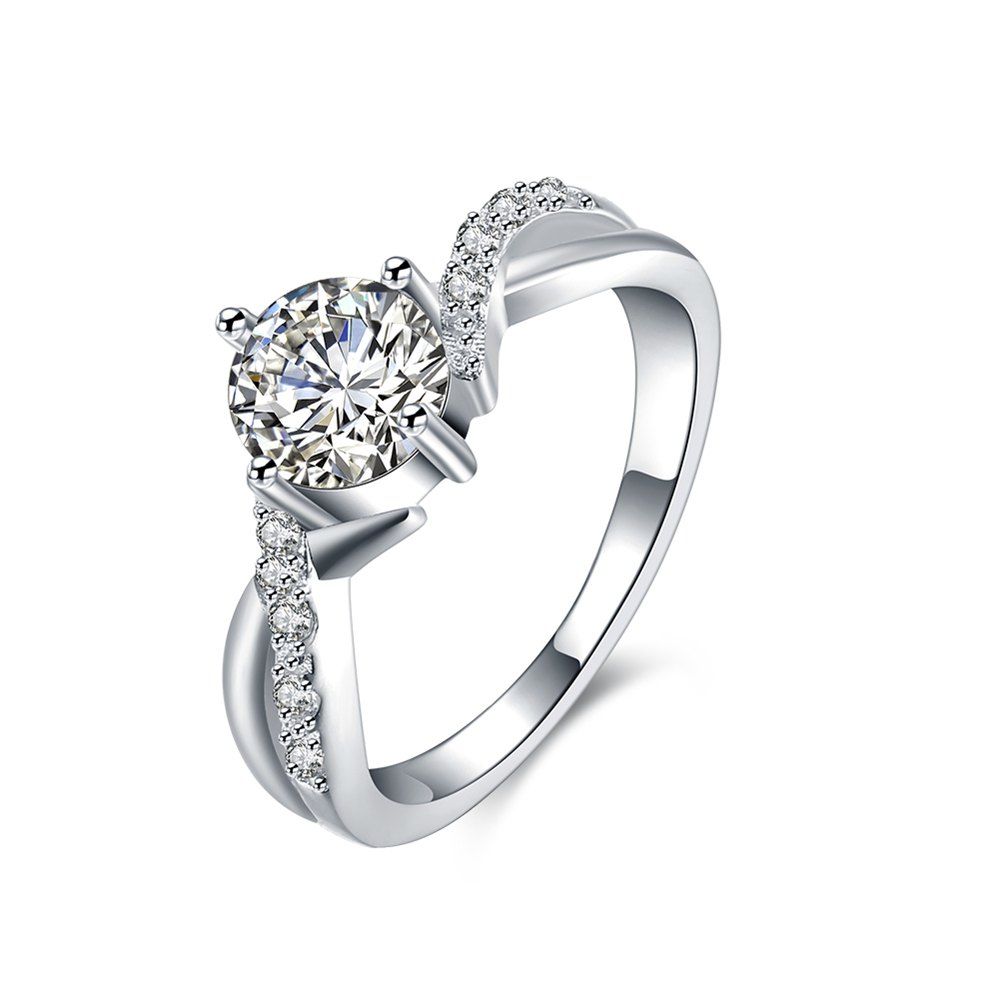 

Fashion Circular Silver Plated Zircon Ring Charm Jewelry