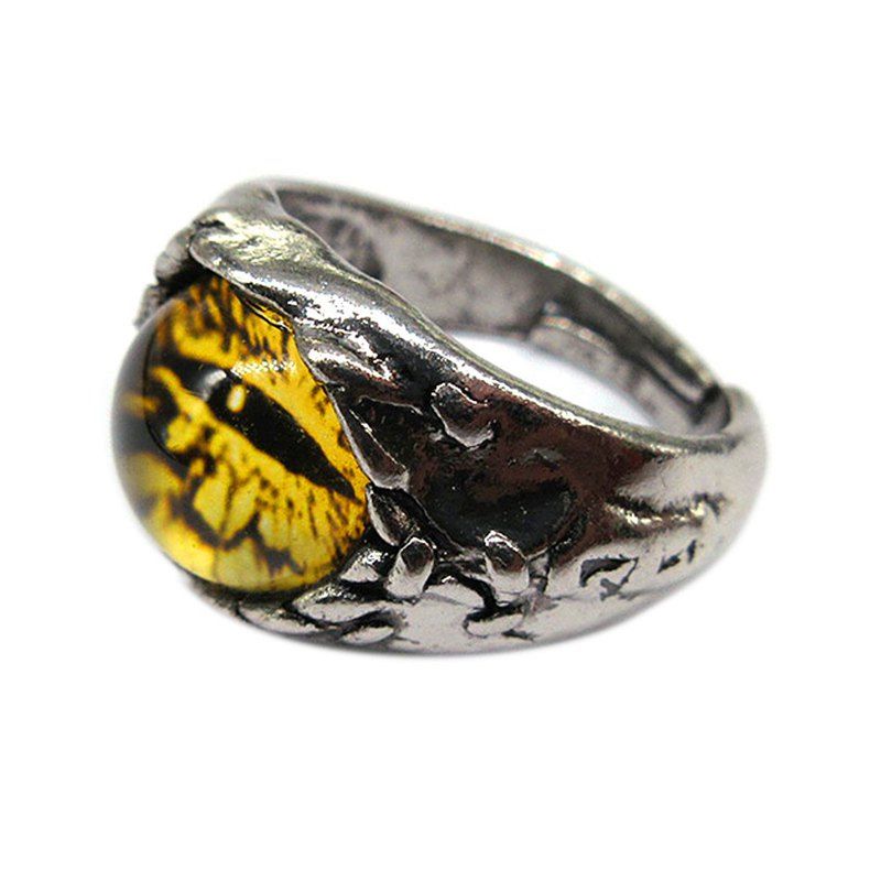 

New Fashion Men Gemstone Punk Alloy Ring, Yellow