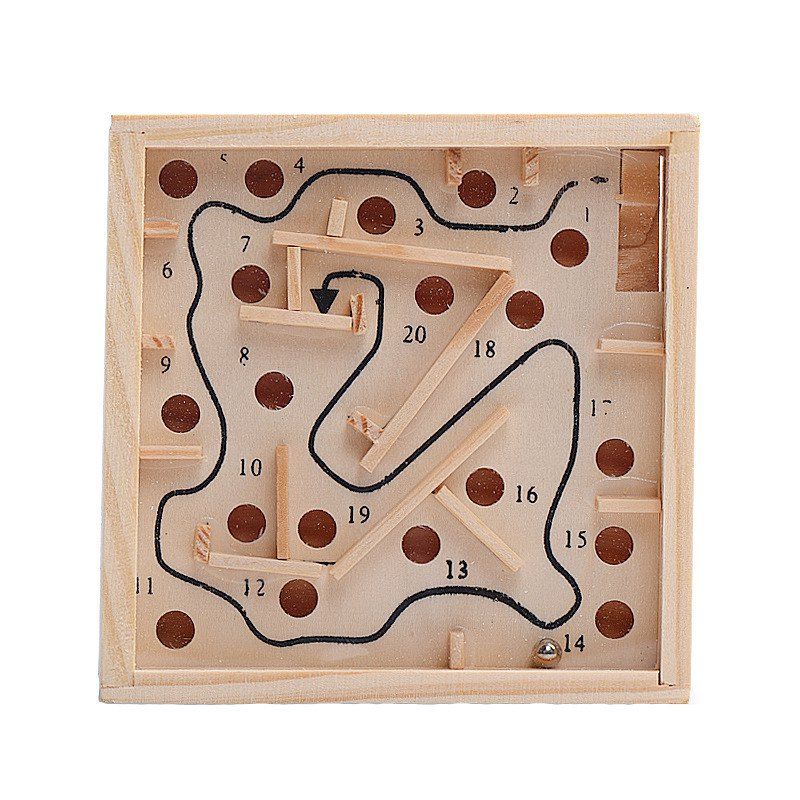 

Ball in Maze Puzzle Handcrafted Puzzle Toy for Kids Mini Size, Light khaki