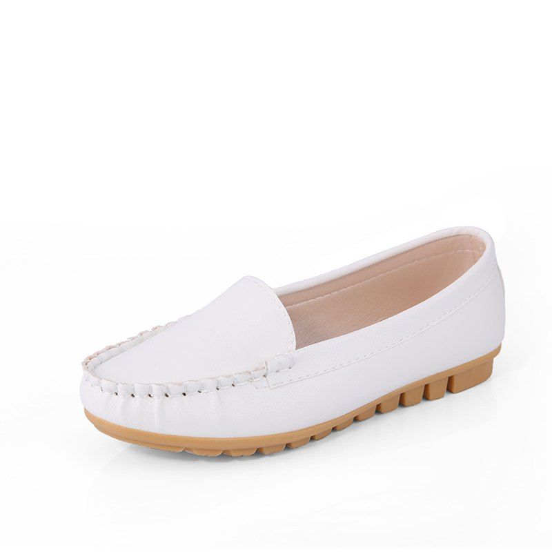 

Casual Round Shallow Flat Shoes, White