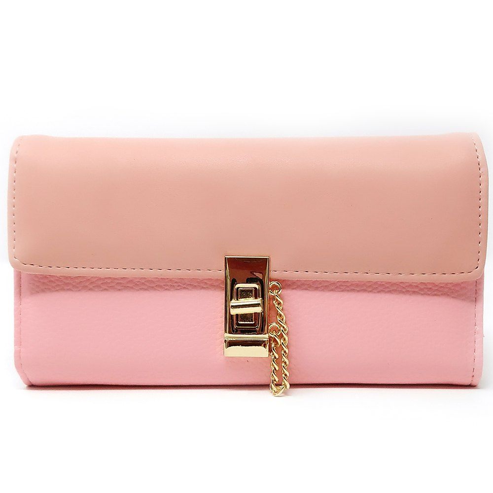 

Women's Purse Metal Hasp Design Rectangle Shape Elegant, Pink