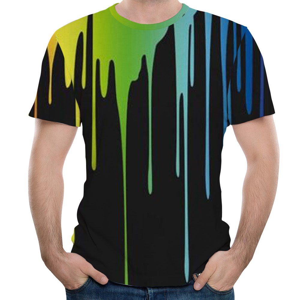 

New Fashion Color Streamline 3D Printed Men's Short Sleeve T-shirt, Black