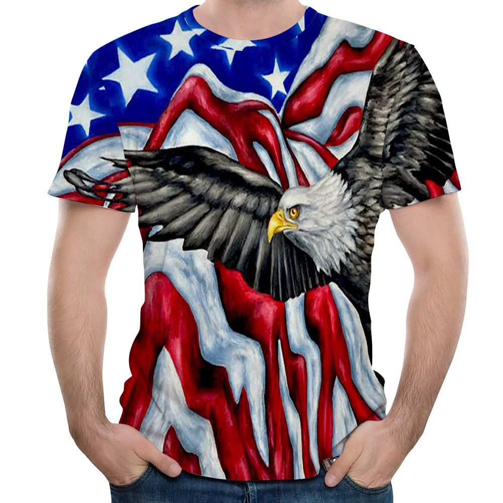 

2018 Summer New 3D Printing Wings Fly High-Flying Men'S Short-Sleeved T-shirts, Multi-i