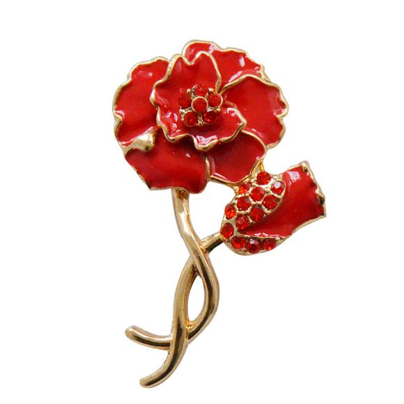 Broche fleur rouge mariage broches broches bijoux de mode émail pour les femmes - Rouge 