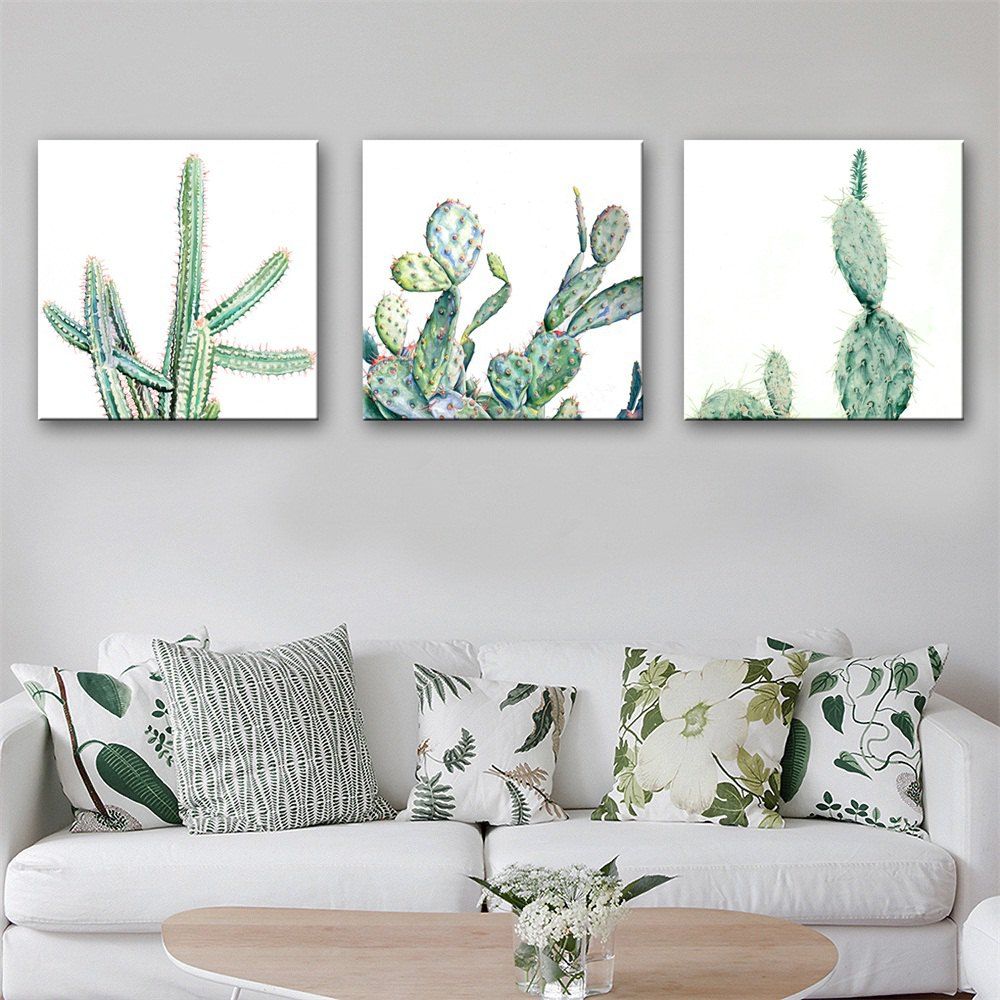 

Special Design Frameless Paintings Cactus Print 3PCS, Forest green