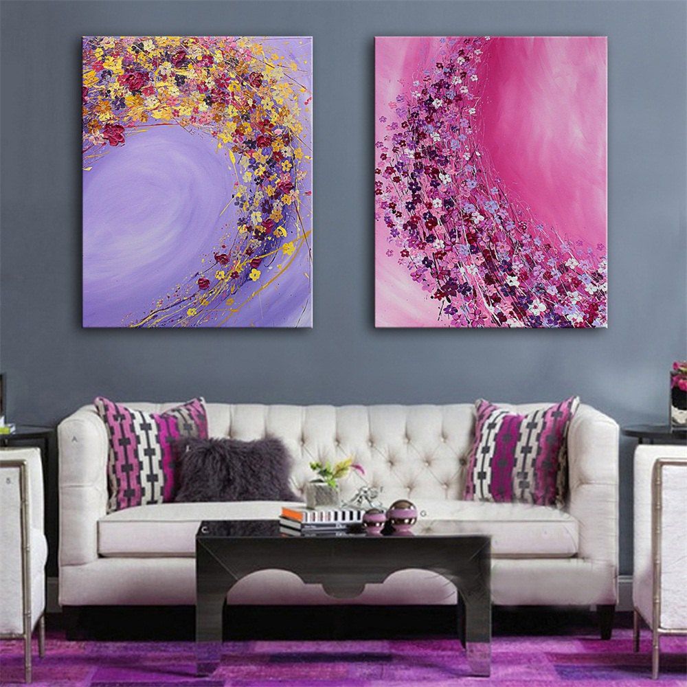 

Special Design Frameless Paintings Flower Heart Print 2PCS, Multi