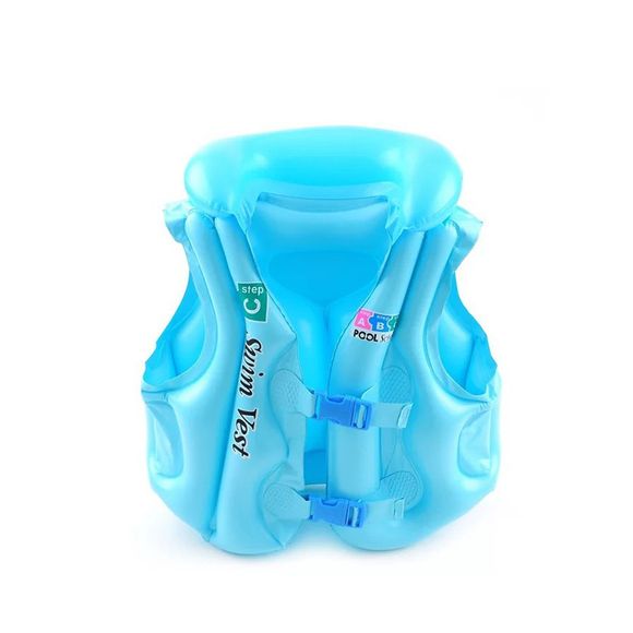 JL-17 Gilet Gonflable d'Enfants en PVC pour Natation - Bleu Ciel SIZE L