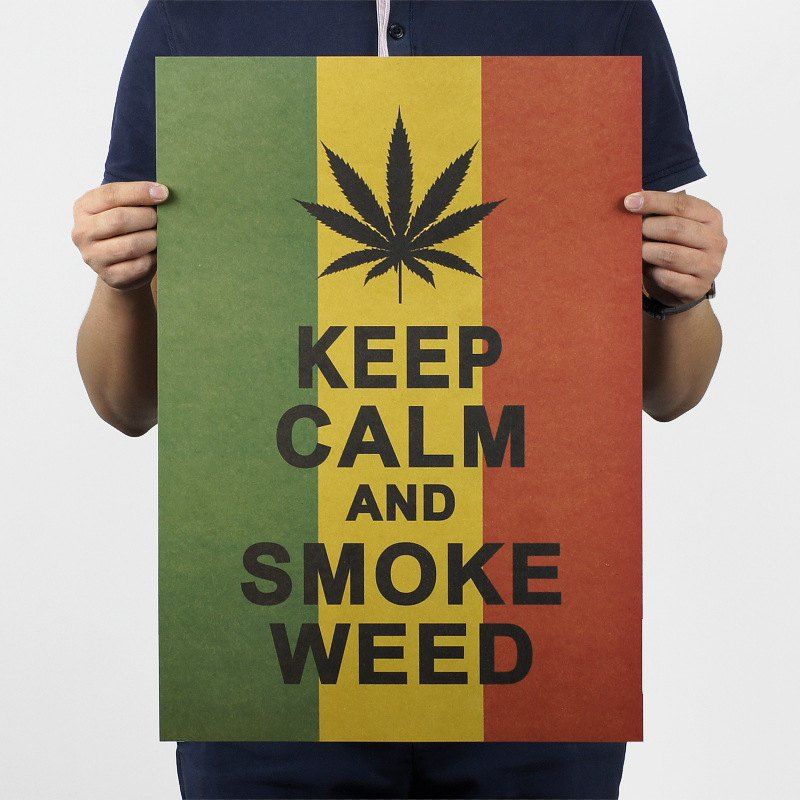 

Retro Poster Keep Calm and Smoke Weed Wall Stickers, Multi