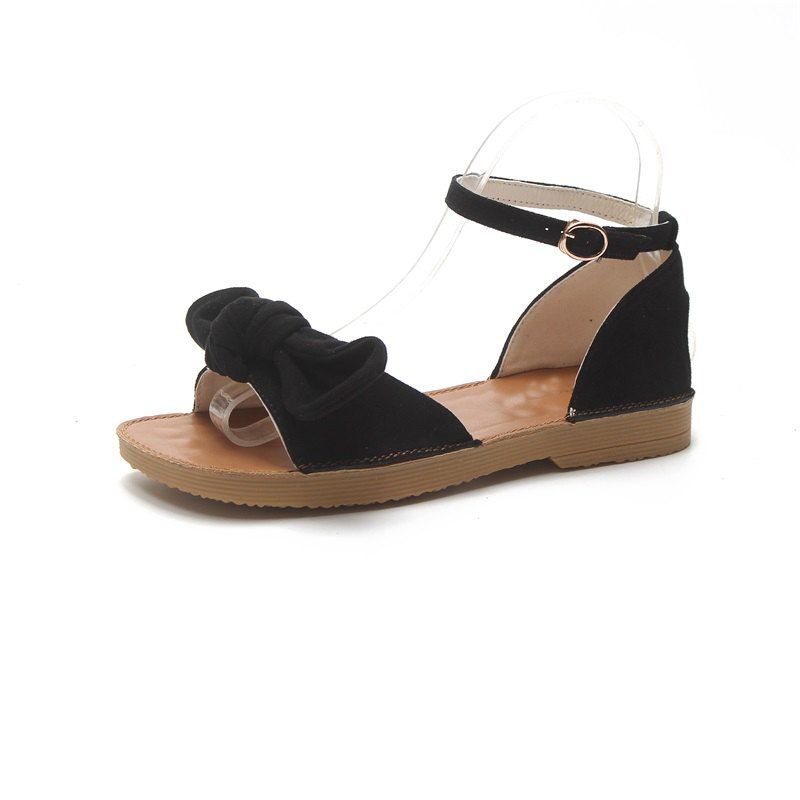 

Bow All-match Word Buckle Sandals, Black