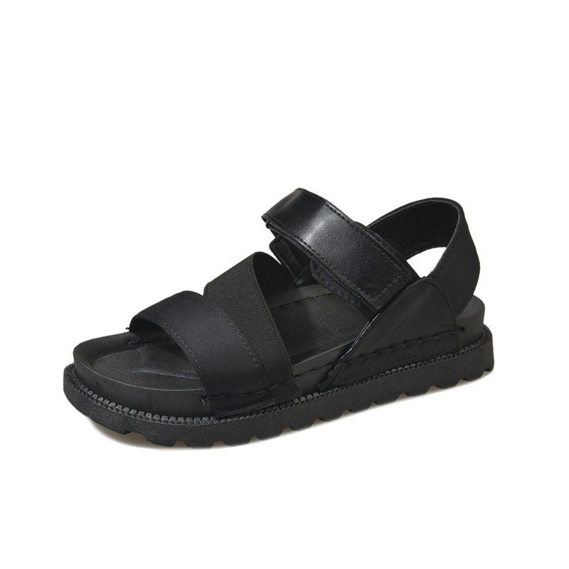 

Rome All-match Velcro Soled Sandals, Black