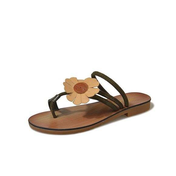 Orteils et sandales à fleur plate - Vert 39