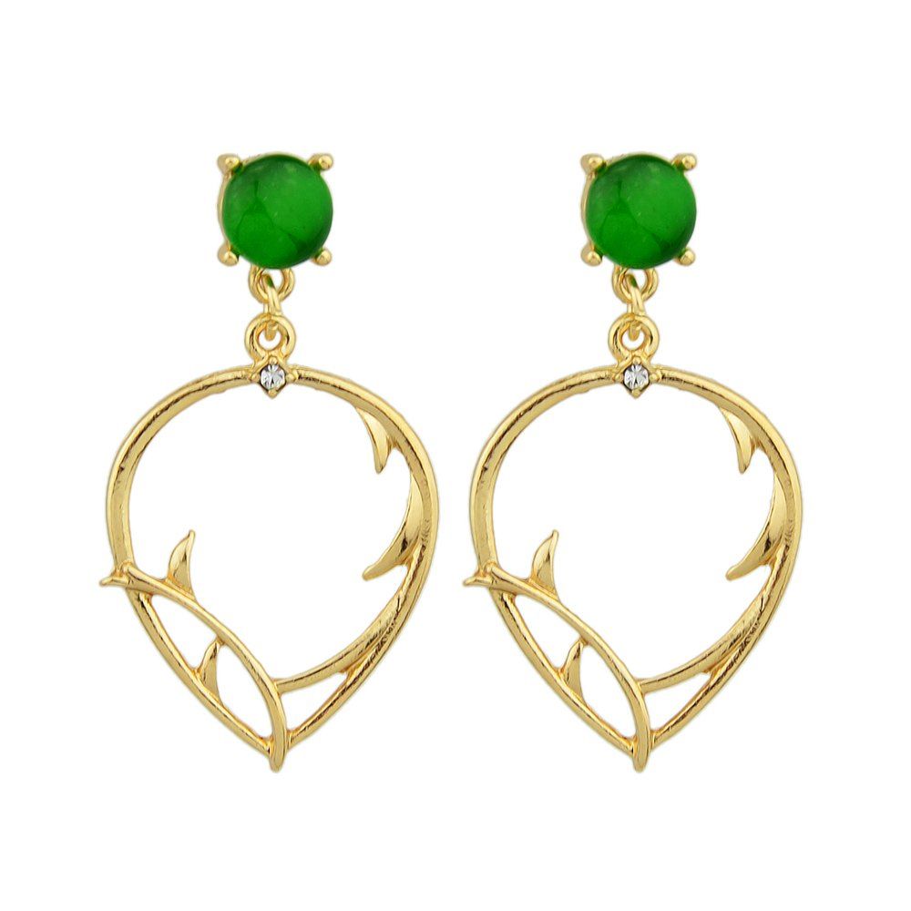 

Leaf Branch Water Drop Shape Hanging Earrings, Golden brown