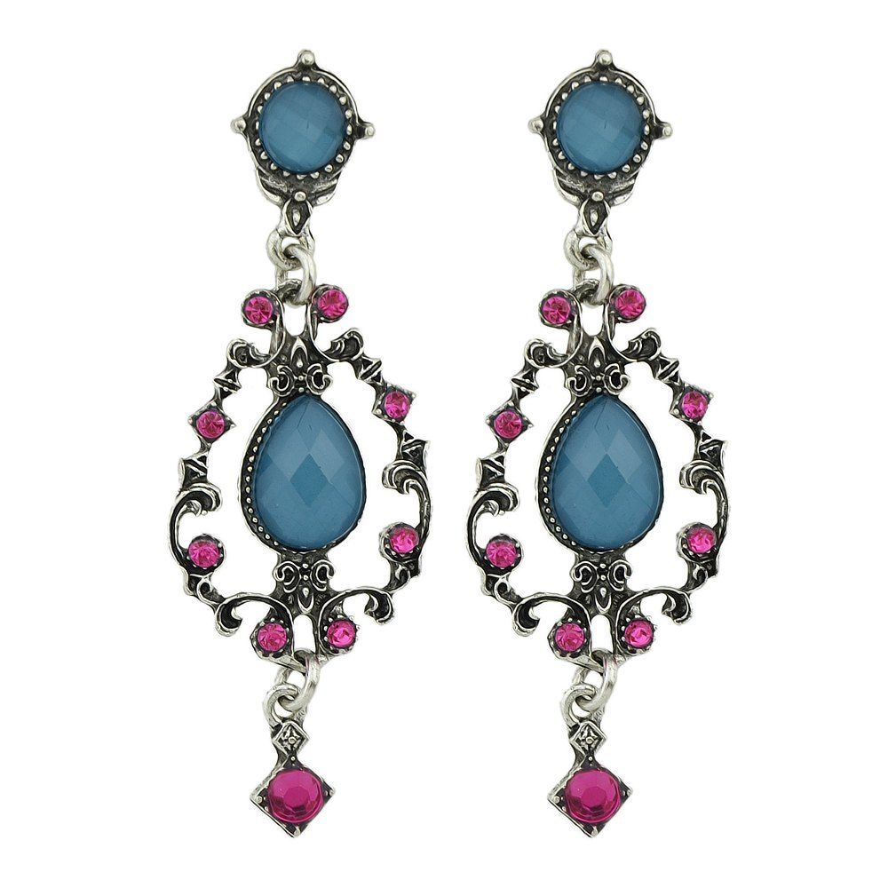 

Blue Acrylic Hotpink Rhinestone Earrings