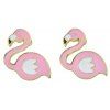 Boucles d'oreilles en forme de flamant rose émail blanc - Rose Cochon 
