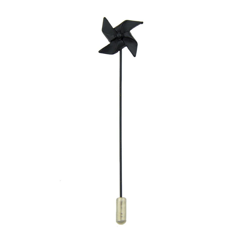 

Long Chain With Windmill Shape Brooches Pin, Black