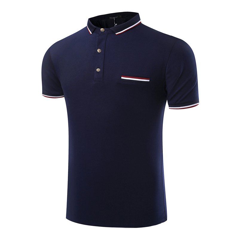 

Summer Fashion Pure Color Business Leisure Men Short Sleeve Polo Shirt, Royal blue