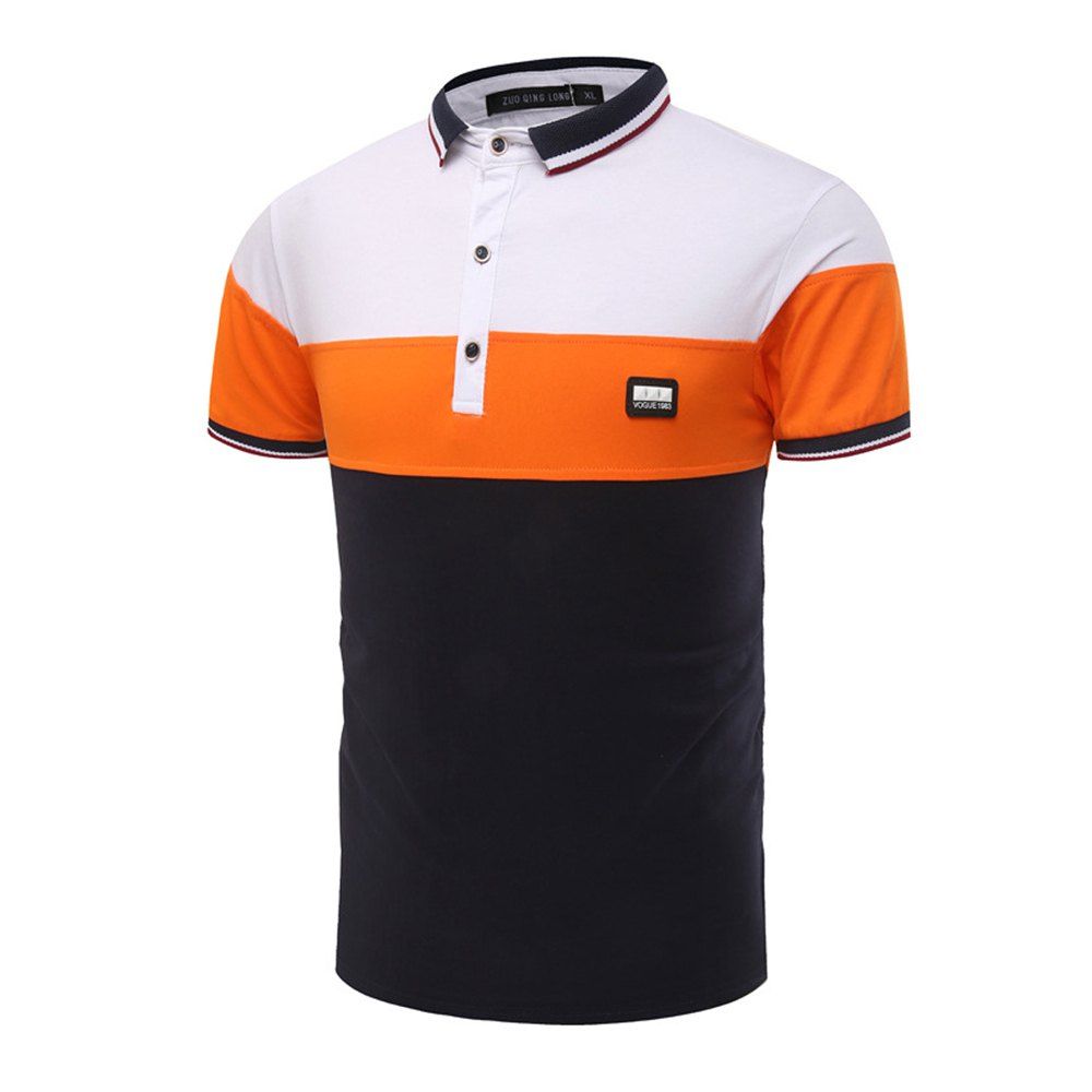 

Summer New Fashion Color Casual Lapel Men Short Sleeve Polo Shirt, White
