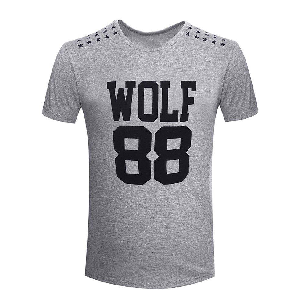 

Summer Fashion Collar Letters for Men's Short Sleeve T-Shirts, Gray