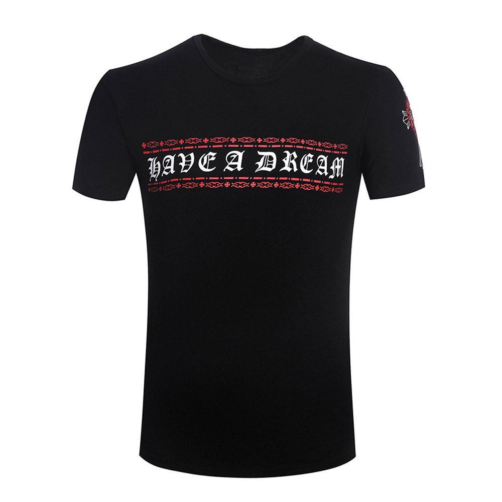 

Summer Fashion New Personality Print Men Short Sleeve T-Shirts, Black