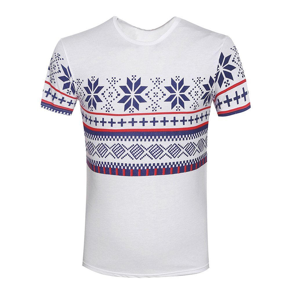 

Summer Fashion Print Casual Men Short Sleeve T-Shirts, White