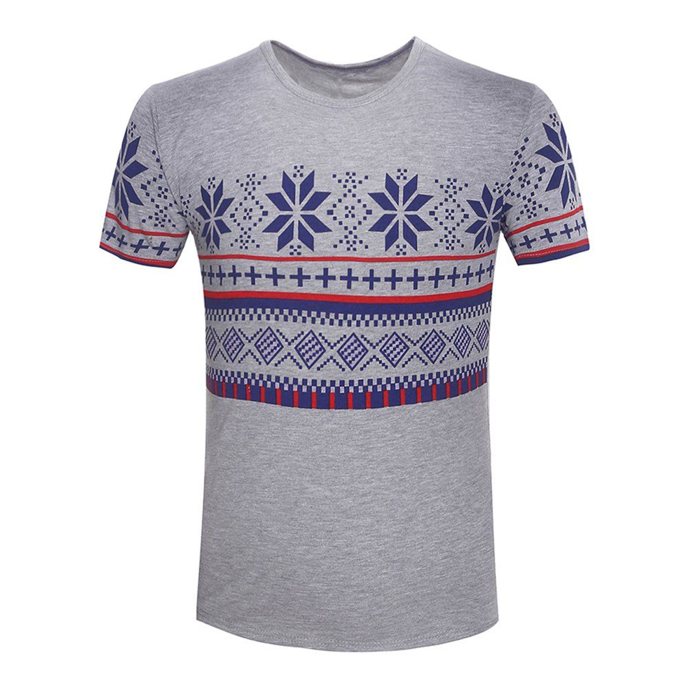 

Summer Fashion Print Casual Men Short Sleeve T-Shirts, Gray