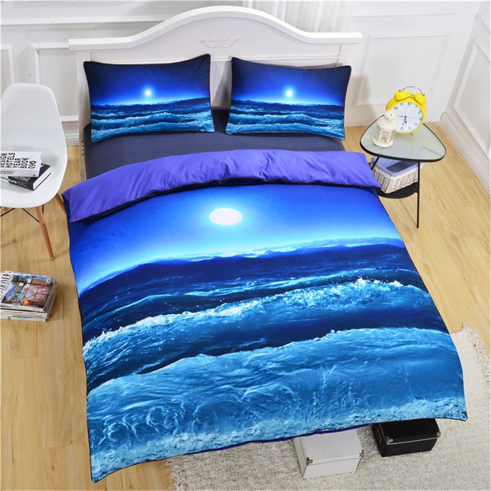 

Moon And Ocean Bedding 3pcs Duvet Cover Set Digital Print, Multi