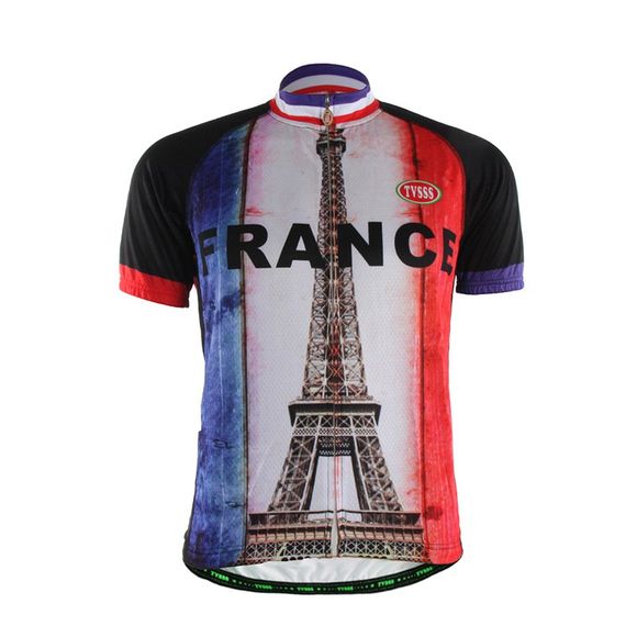TVSSS Summer Manches courtes Hommes Tour Eiffel graphique cyclisme Jersey T-Shirt - multicolor L