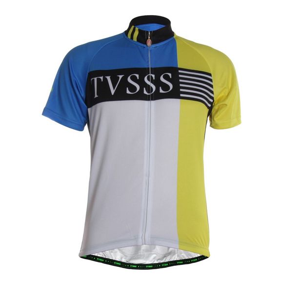 TVSSSMen Été À Manches Courtes Tricolore Mashup Conception Maillot De Vélo Sportswear - multicolor 3XL