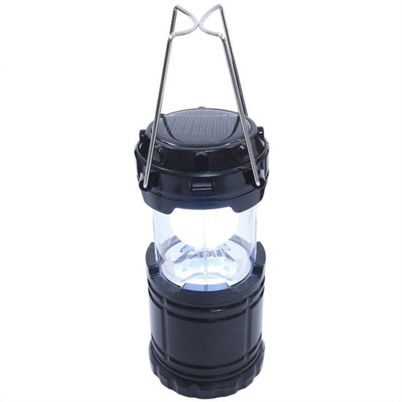 

Outdoor LED Solar Power Collapsible Portable Rechargeable Hand Lamp Camping, Black