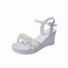 Wedges High Buckle Pearl Chaussures à plateforme imperméable - Blanc 36