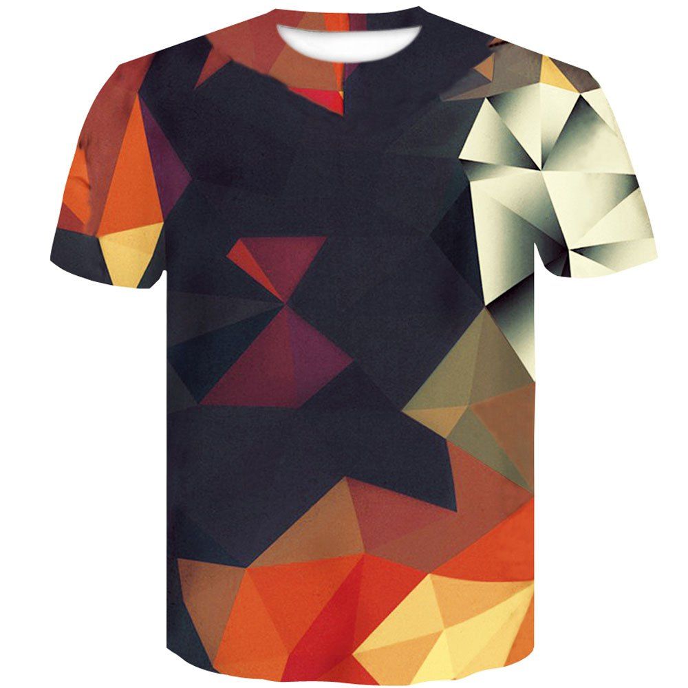 

Men's Digital Printed Ringer 3D Short Sleeve T-Shirts, Multi-a