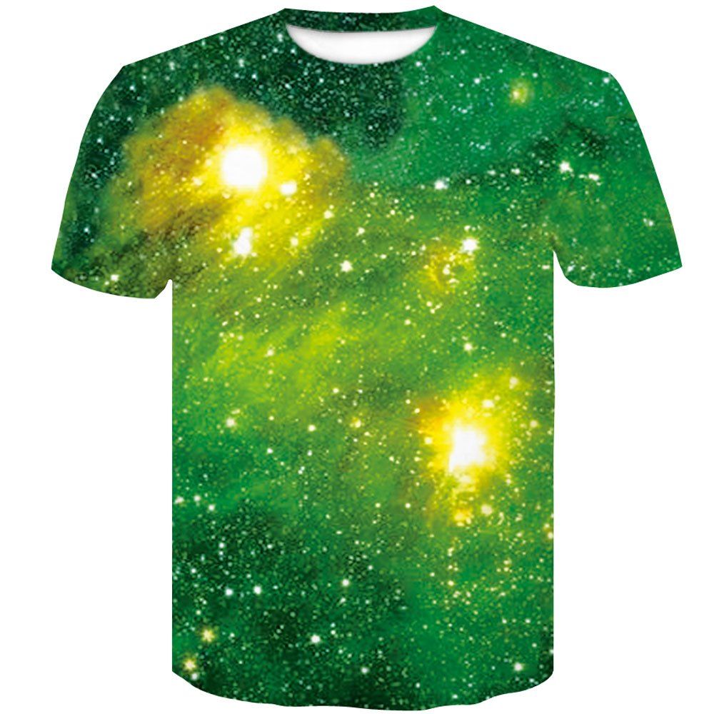 

Men's Short-Sleeved Digital 3D Printed Green Star T-Shirt