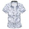 Chemise à manches courtes fleur d'été pour hommes - Blanc 4XL