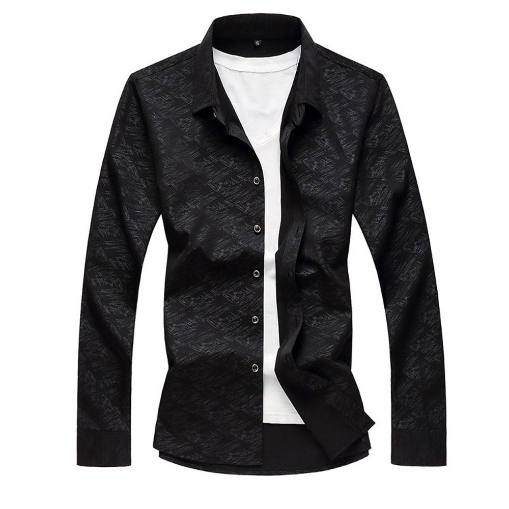 

Men's Casual Long-sleeved Shirt, Black