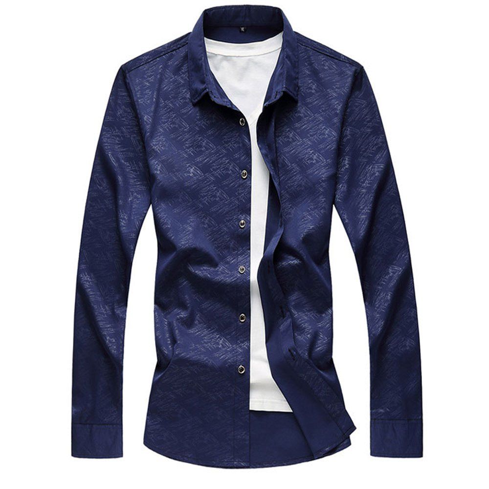 

Men's Casual Long-sleeved Shirt, Navy blue