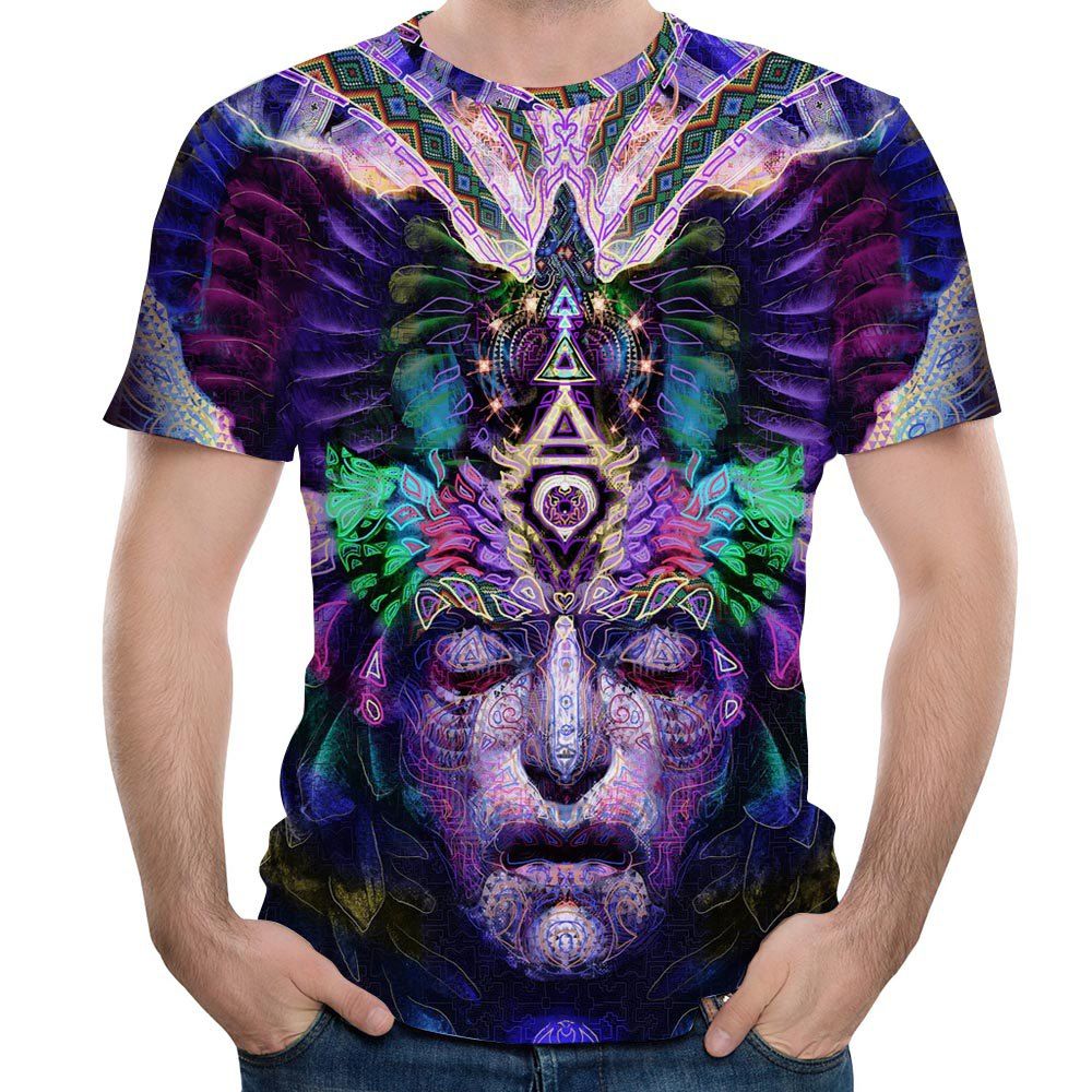 

2018 New Fashion Crown Flower 3D Printing Men's Short Sleeve T-Shirt, Multi