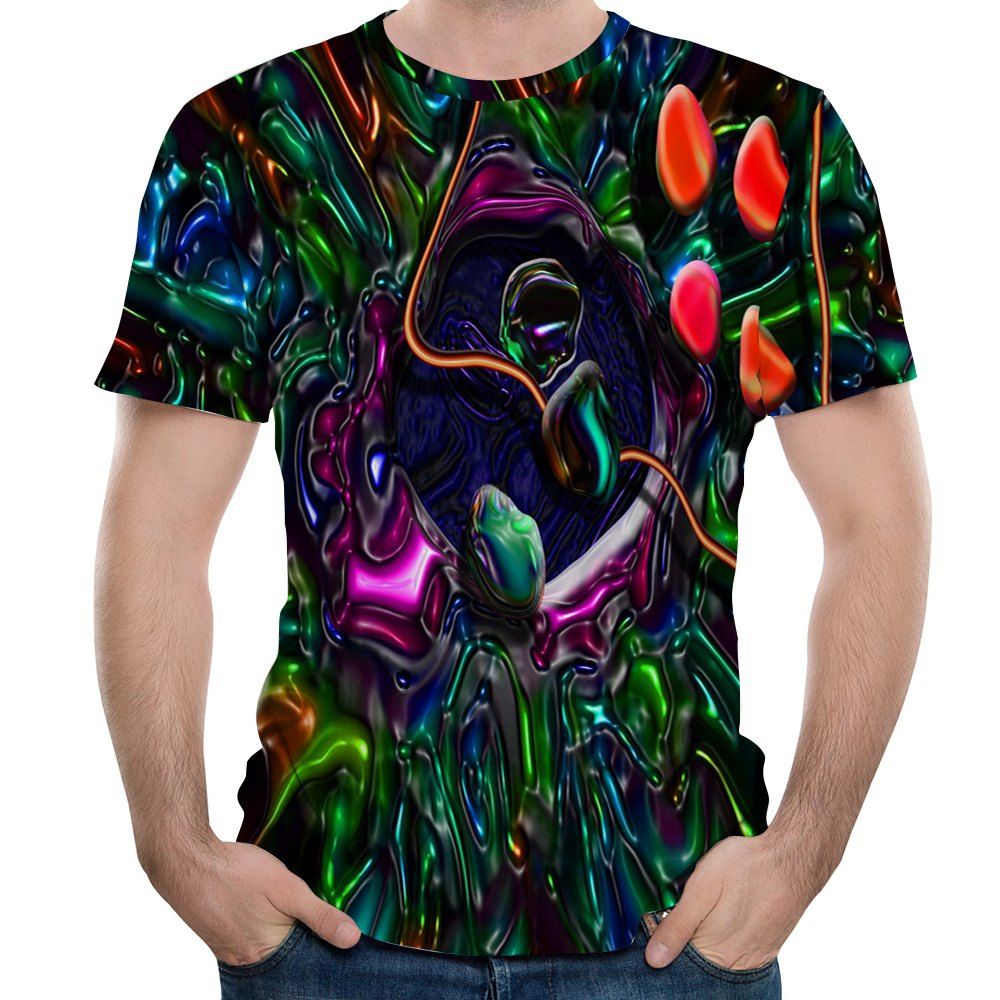 

Summer Leisure Fashion New 3D Printed Men's Short Sleeve T-shirt, Multi