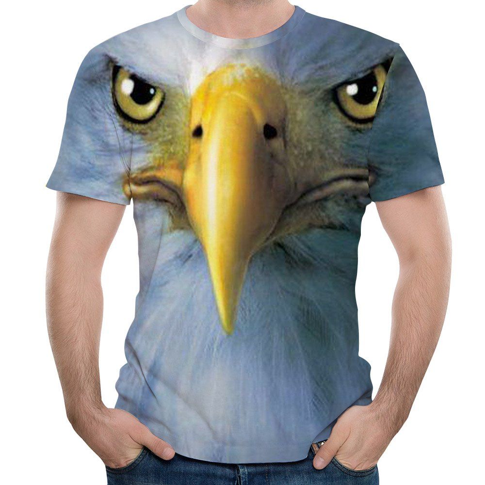 

2018 Summer Fashion New 3D Printed Eagle Pattern Men's Short Sleeve T-shirt, Golden brown