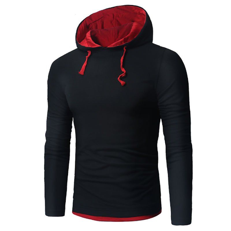 

Men's New Fashion Casual Hooded Long-Sleeved T-Shirt, Black