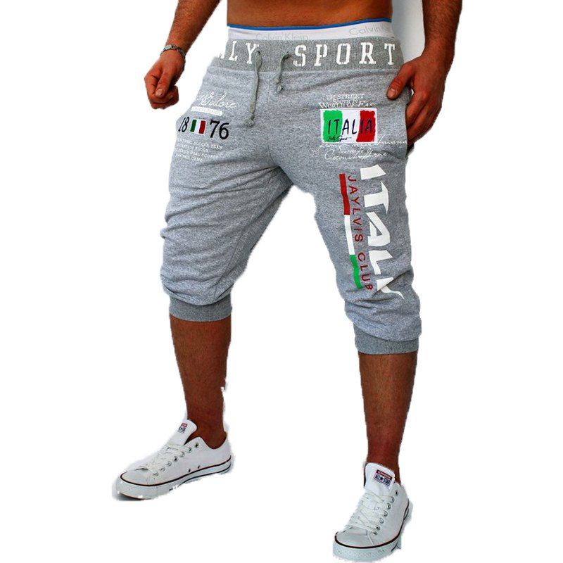

Men's New Summer Digital Print Design Casual Shorts, Light gray