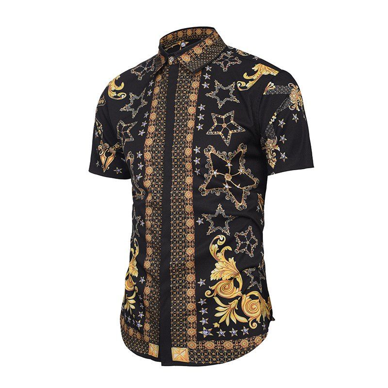 

Flower Pattern 3D Printing Polo Shirt, Black