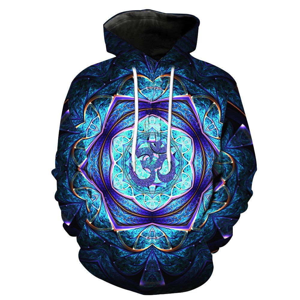

Trendy Pattern Printed Hoodie, Royal blue